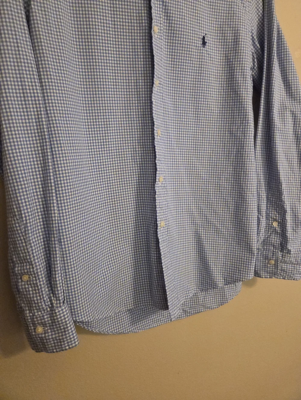 POLO RALPH LAUREN Vintage Blue White Checkered Custom Fit Button Down Mens SZ 16
